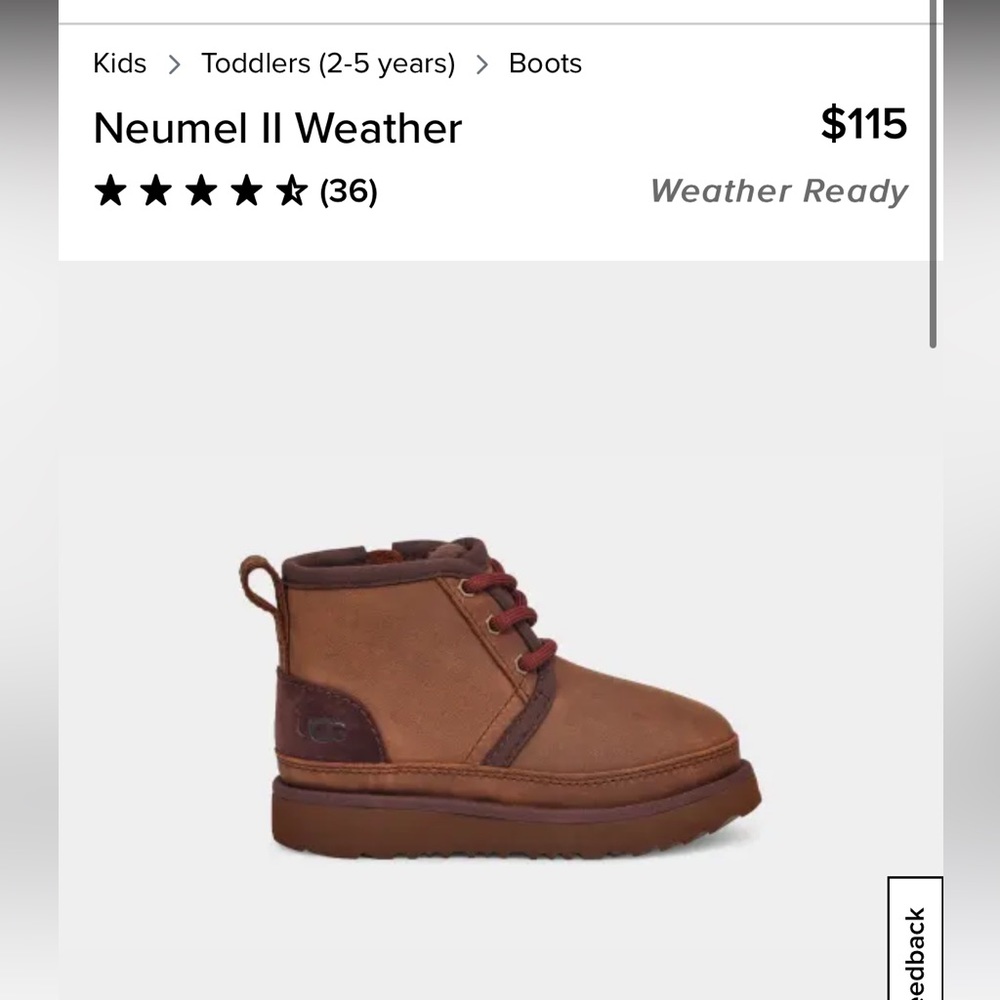 AUTHENTIC UGG Size 6 toddler Neumel II weather boots Grizzly